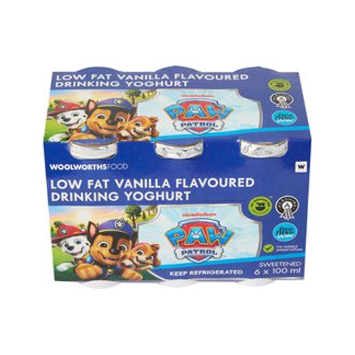 Paw Patrol Low Fat Lactose Free Ayrshire Vanilla Drinking Yoghurt 6 x 100 ml