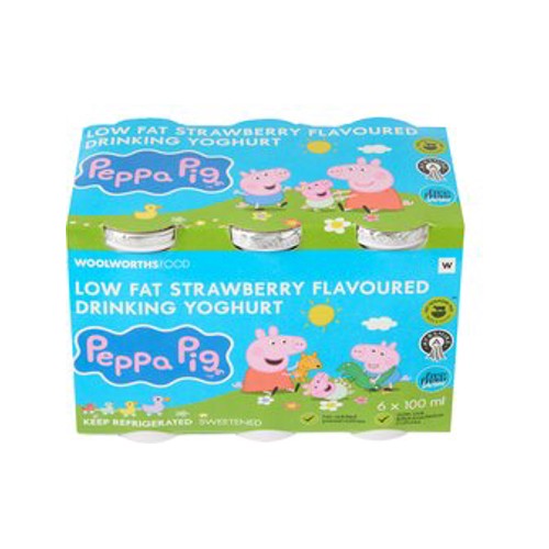 Peppa Pig Low Fat Lactose Free Ayrshire Strawberry Drinking Yoghurt 6 x 100 ml